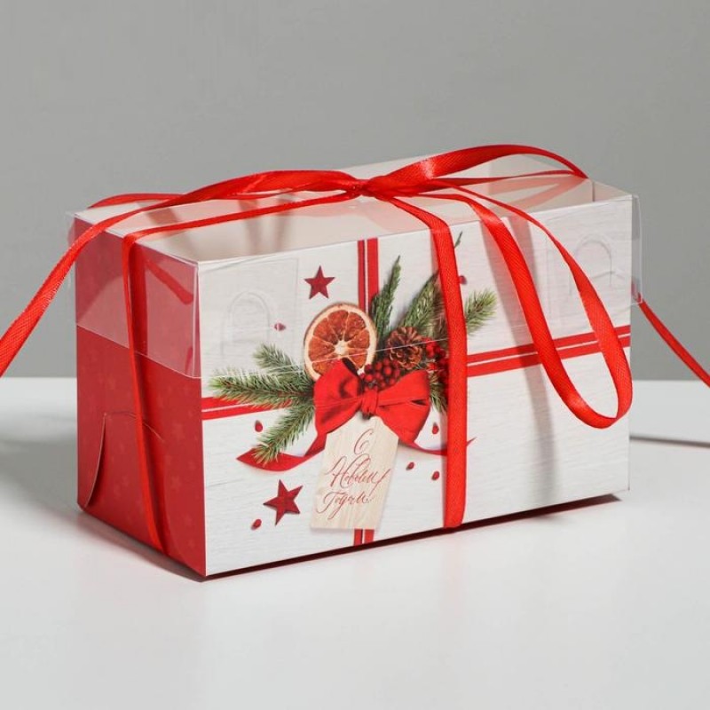 Коробка для конд изделий "Новогодний паттерн" 25x15x7 см